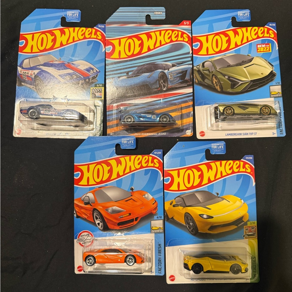 Hot Wheels Die-Cast Car Collection - Blue, Orange, Yellow